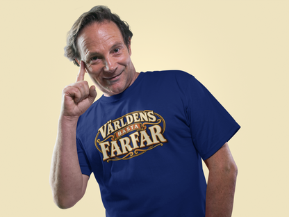 Världens bästa farfar T-shirt – Marinblå med retrologga