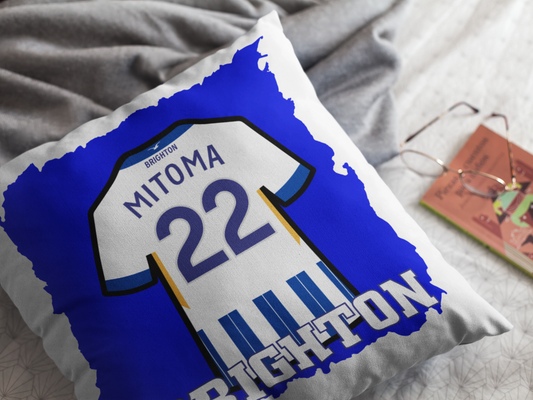 Mitoma Kuddfodral med fotbollströja tryck design Brighton