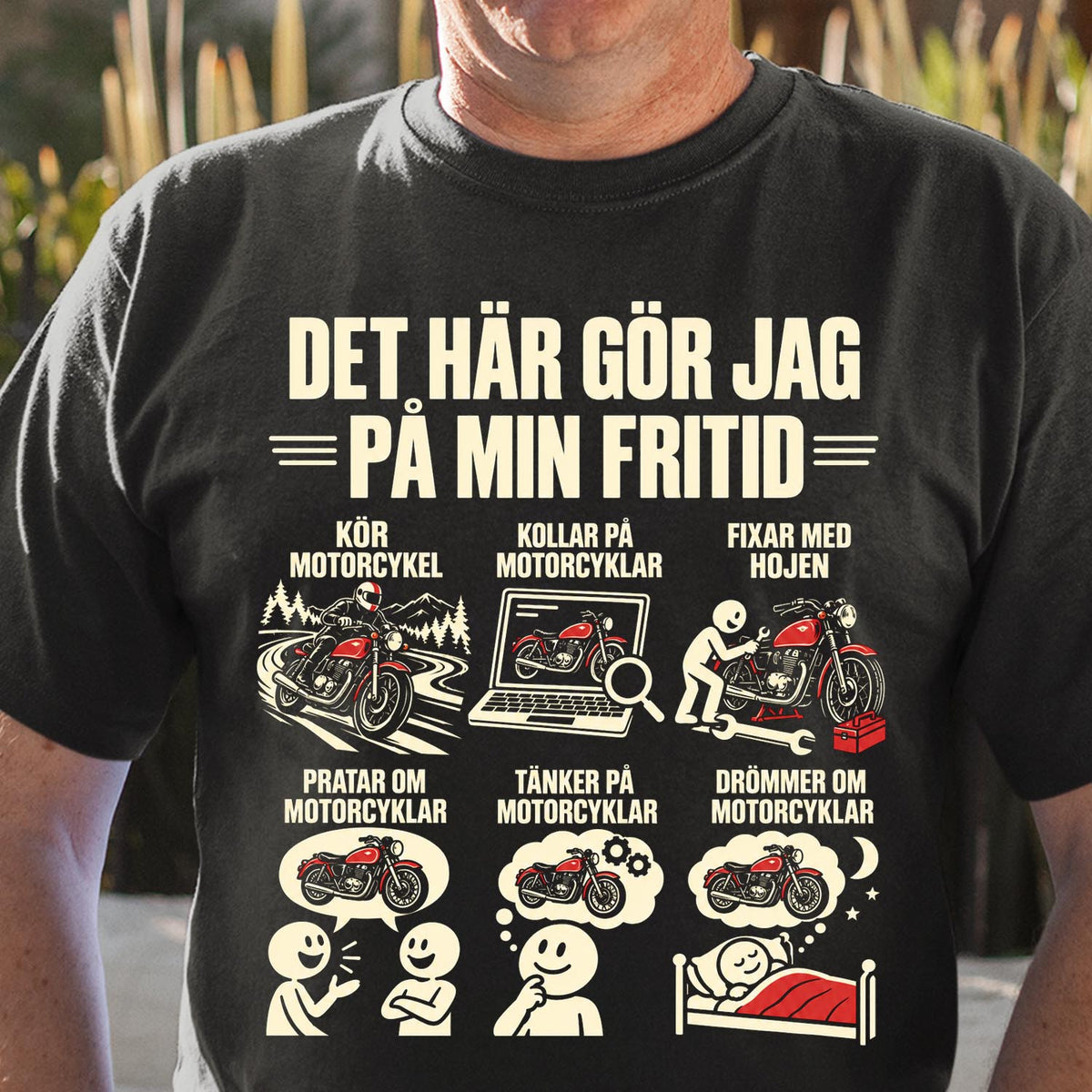 Motorcykel T-shirt - På min fritid - Rolig present till MC-entusiast