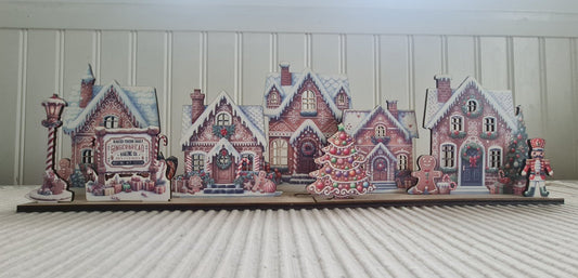 pepparkaksbyscen Placera LED-lampor för upplysta fönster pepparkaka