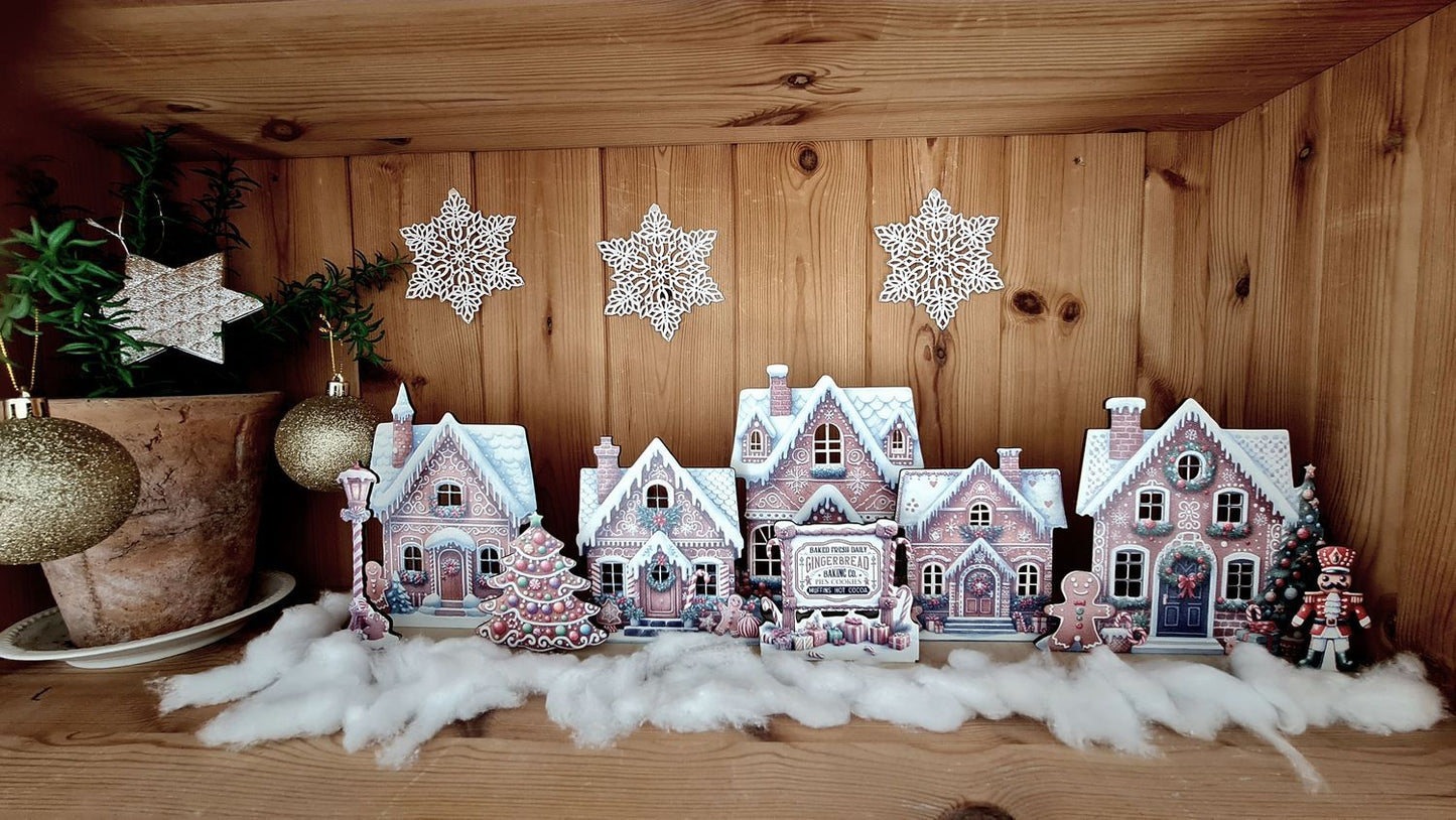 pepparkaksbyscen Placera LED-lampor för upplysta fönster pepparkaka
