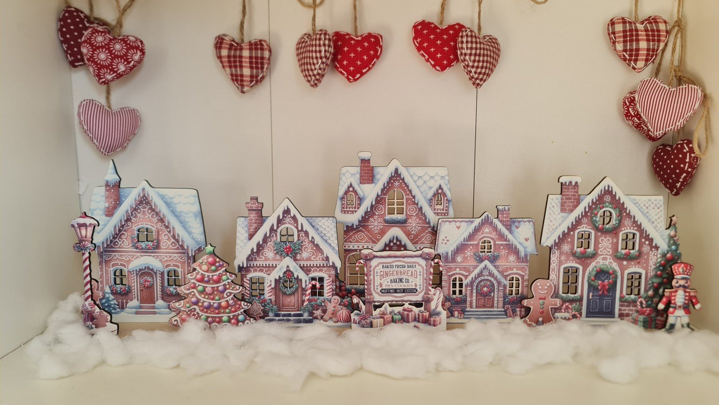 pepparkaksbyscen Placera LED-lampor för upplysta fönster pepparkaka