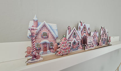 pepparkaksbyscen Placera LED-lampor för upplysta fönster pepparkaka