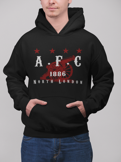 Gunners supporter huvtröja – Vintage Arsenal-inspirerad Hoodie – Svart Barn & Vuxen