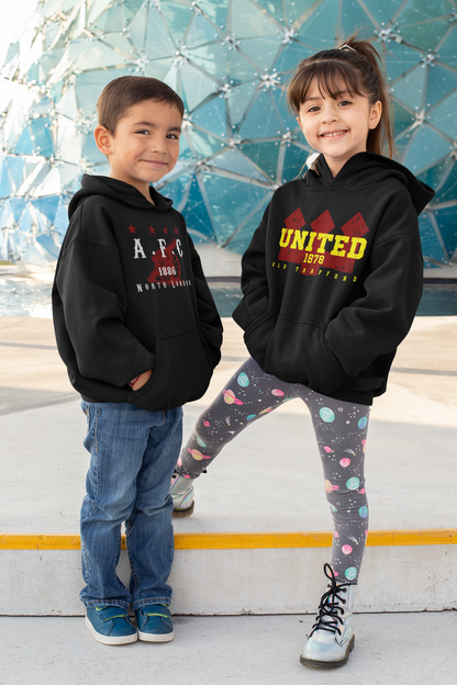 Gunners supporter huvtröja – Vintage Arsenal-inspirerad Hoodie – Svart Barn & Vuxen