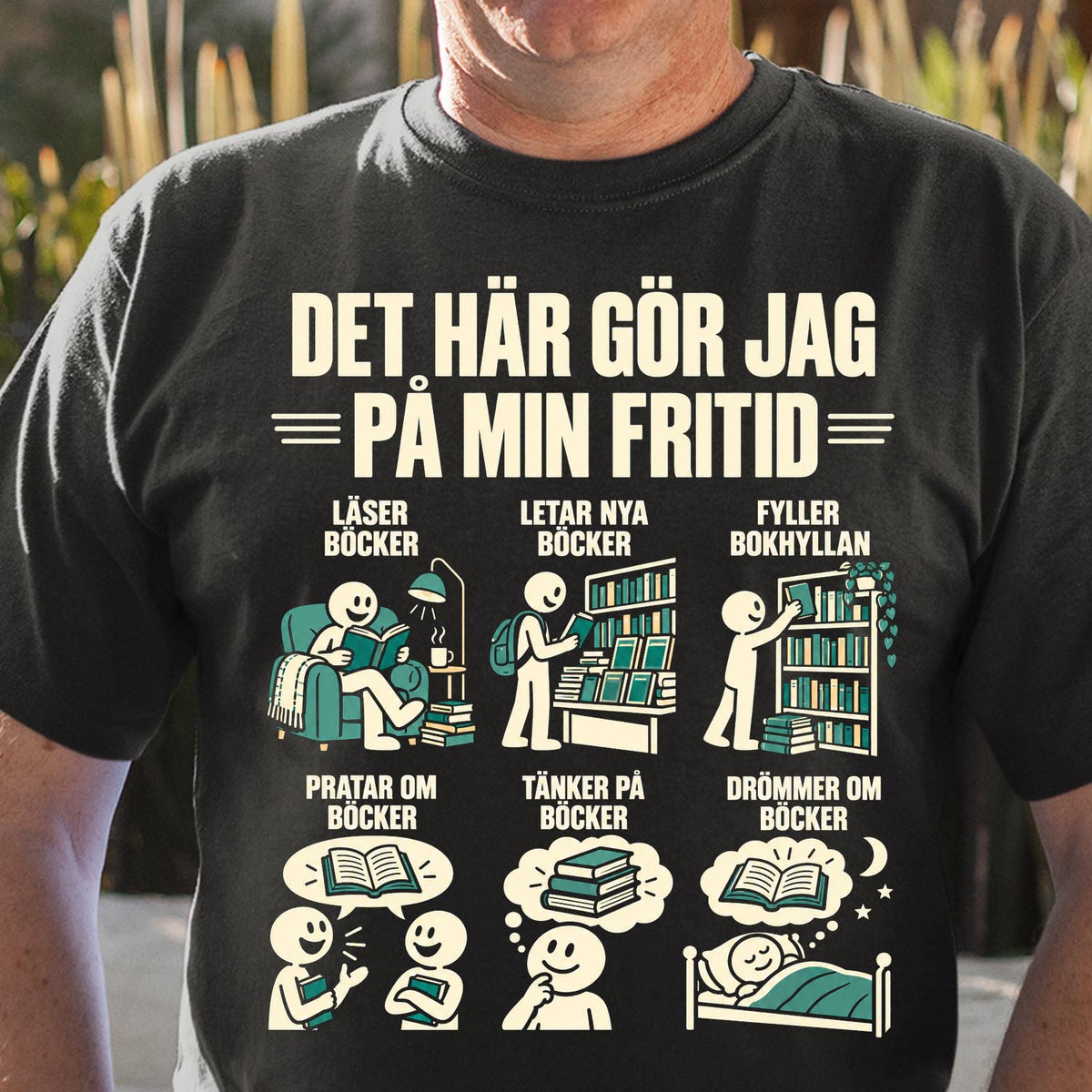 Bok T-shirt - Det här gör jag på min fritid - Present till bokälskare