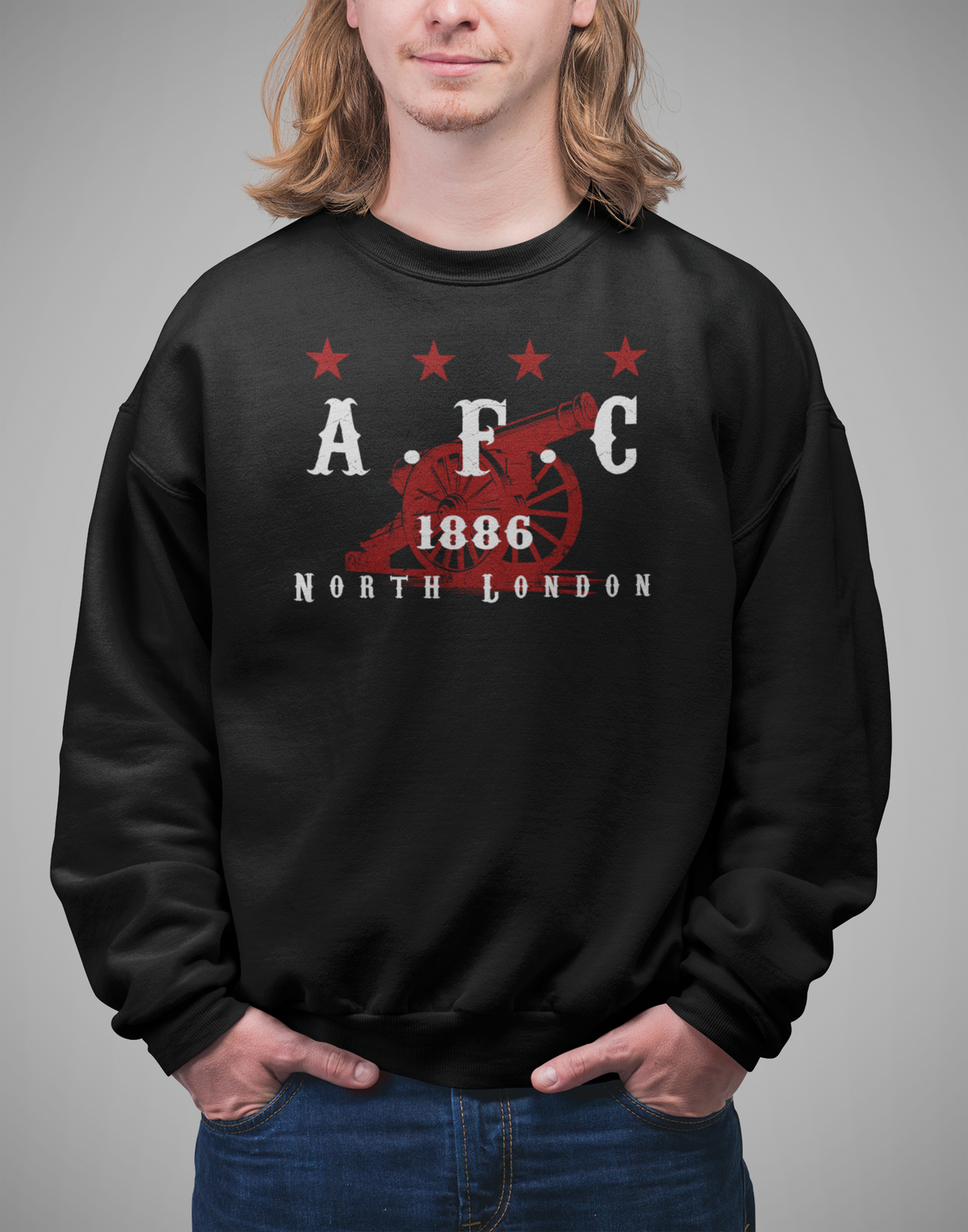 Gunners supporter huvtröja – Vintage Arsenal-inspirerad Hoodie – Svart Barn & Vuxen
