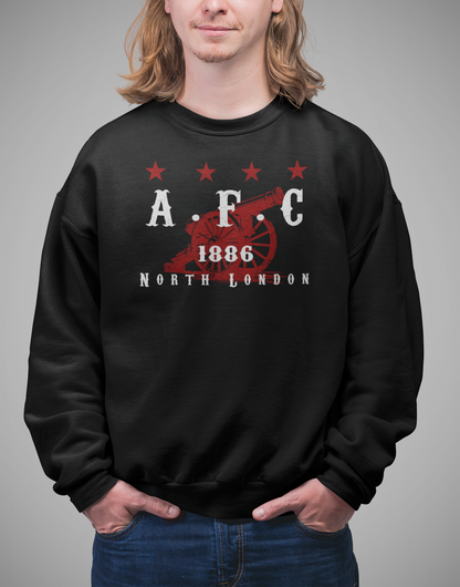Gunners supporter huvtröja – Vintage Arsenal-inspirerad Hoodie – Svart Barn & Vuxen