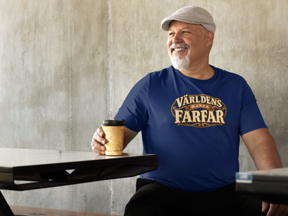 Världens bästa farfar T-shirt – Marinblå med retrologga