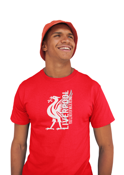 Liverpool röd T-shirt med Liverbird You'll never walk alone