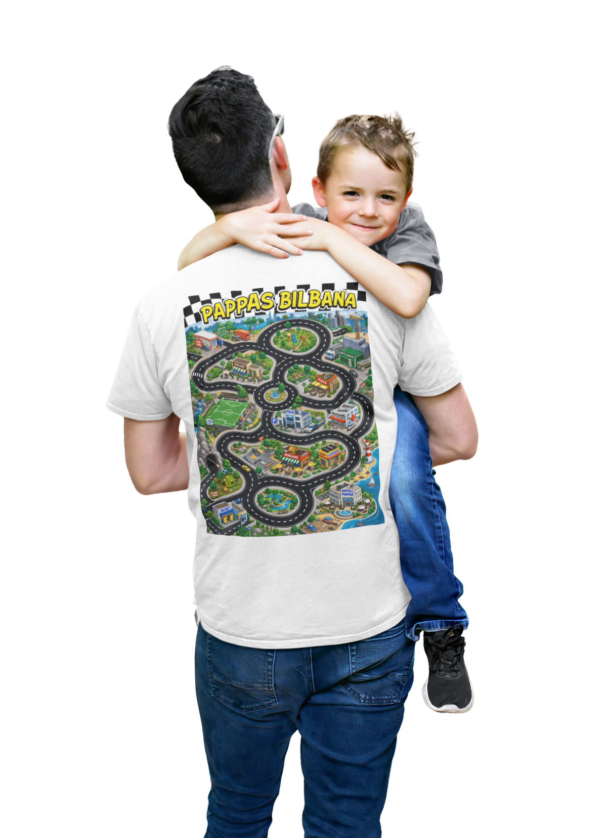 Pappas Bilbana T-shirt – Fantastisk Pappa – Tryck fram & bak – Fars dag-present