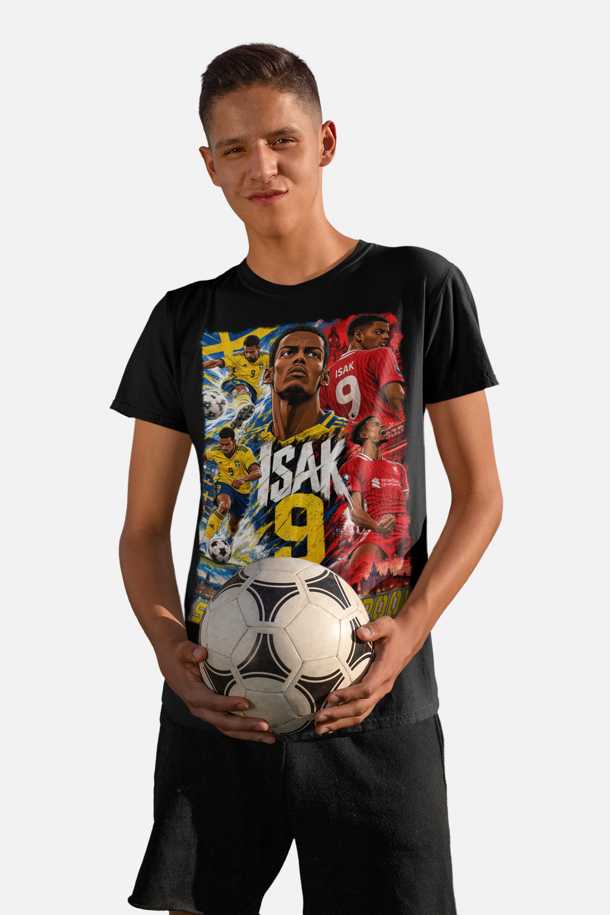 Alexander Isak T-shirt – Sverige & Liverpool – Svart – Barn & Vuxen