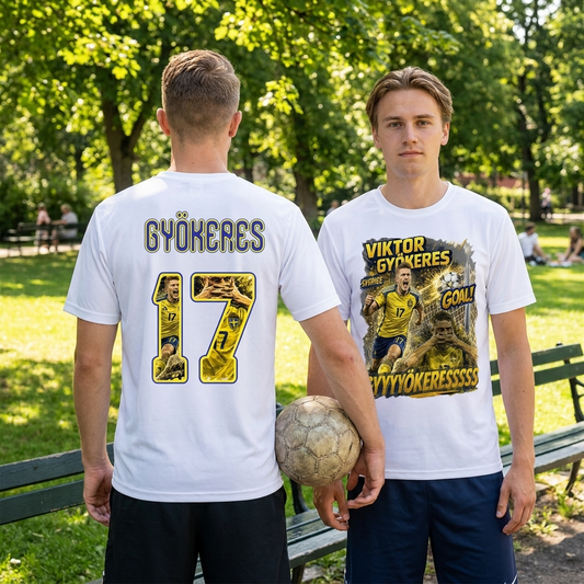 Viktor Gyökeres 17 T-shirt Barn & Vuxen – Sverige Fotbollströja med Tryck Fram & Bak