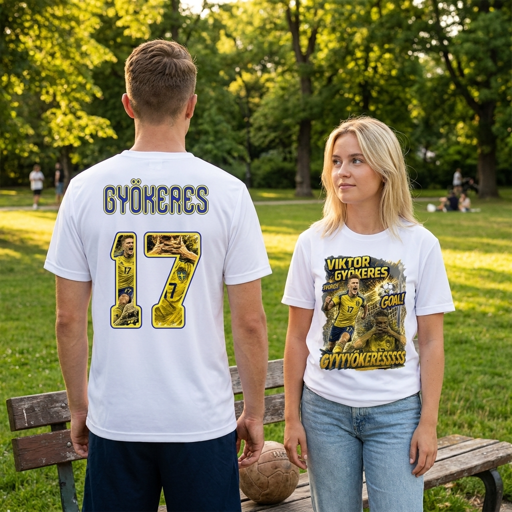 Viktor Gyökeres 17 T-shirt Barn & Vuxen – Sverige Fotbollströja med Tryck Fram & Bak
