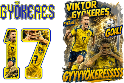 Viktor Gyökeres 17 T-shirt Barn & Vuxen – Sverige Fotbollströja med Tryck Fram & Bak