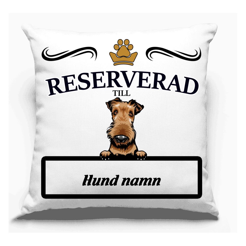 Reserverad till hund kuddfodral med personligt tryck
