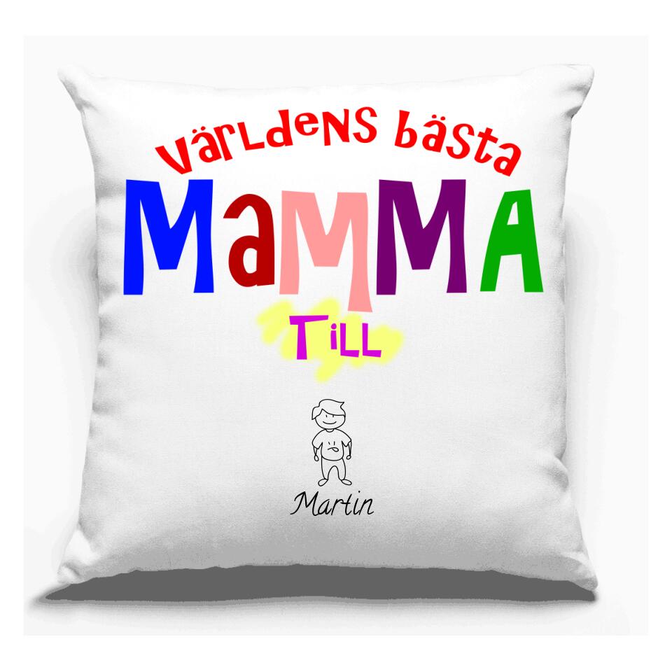 Personligt Världens bästa mamma kuddfodral med upp till 6 barn hund katt namn