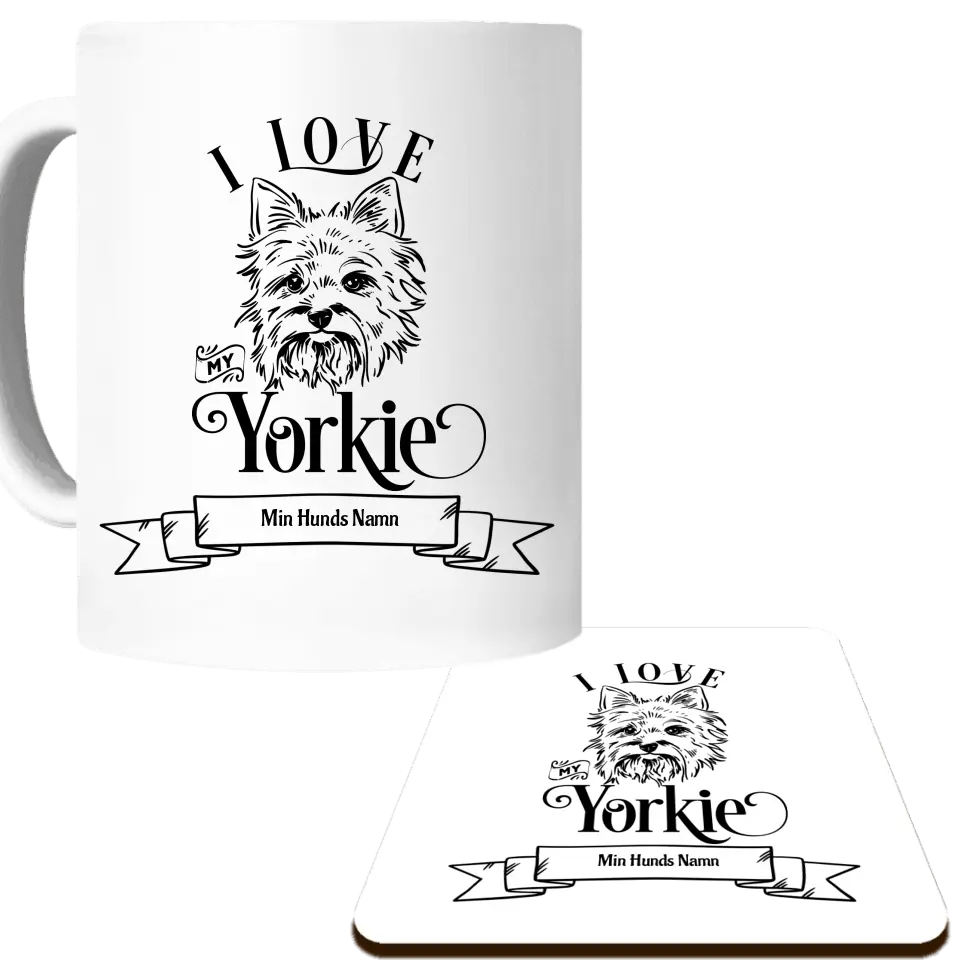Hund mugg & underlägg set