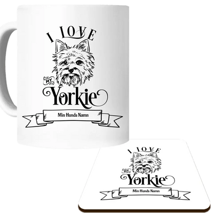 Hund mugg & underlägg set