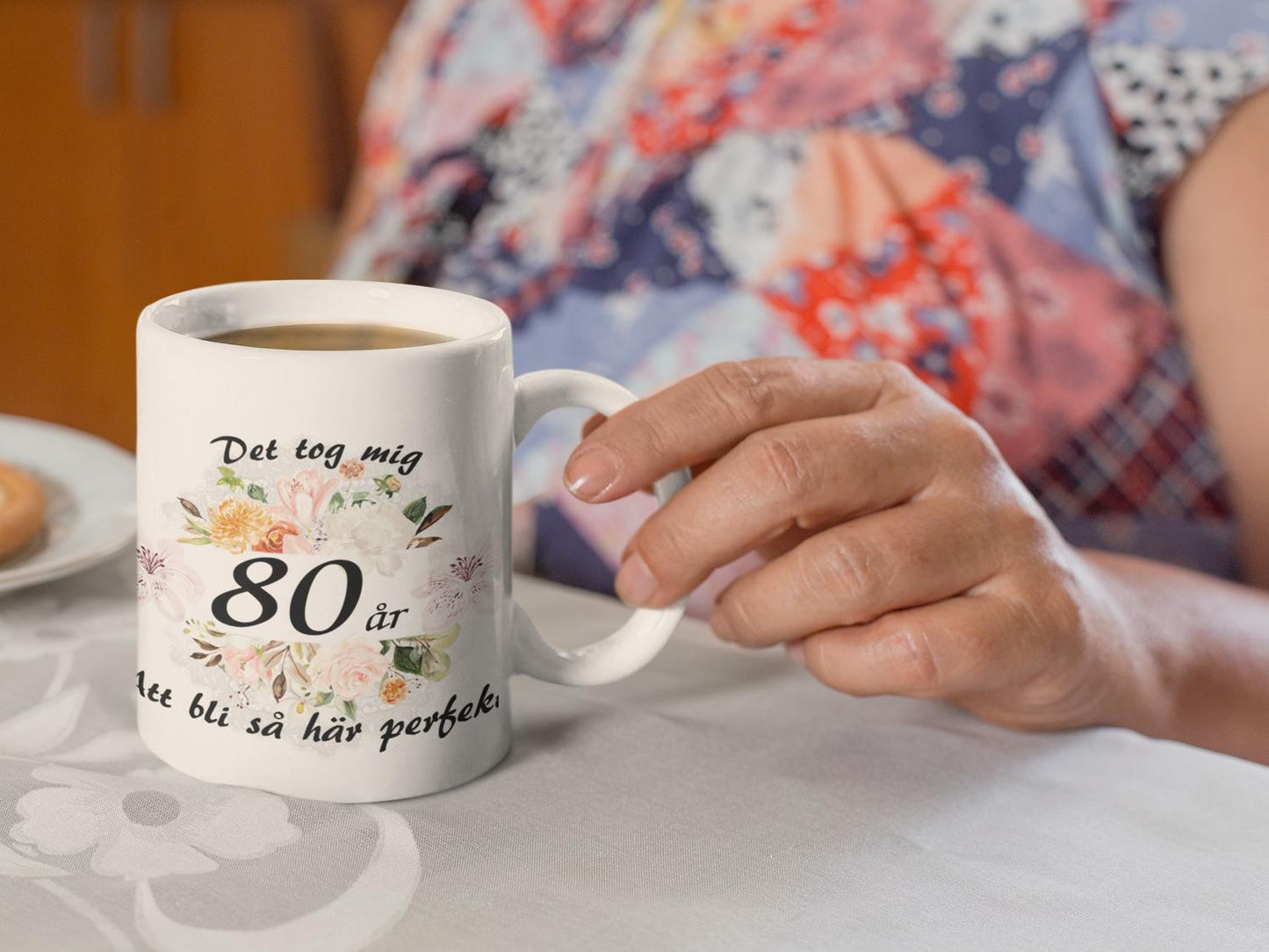 80år födelsedag Mugg + Underlägg paket