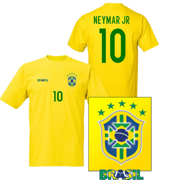 Brasilien stil fotbollströja med Neymar Jr 10 tryck –