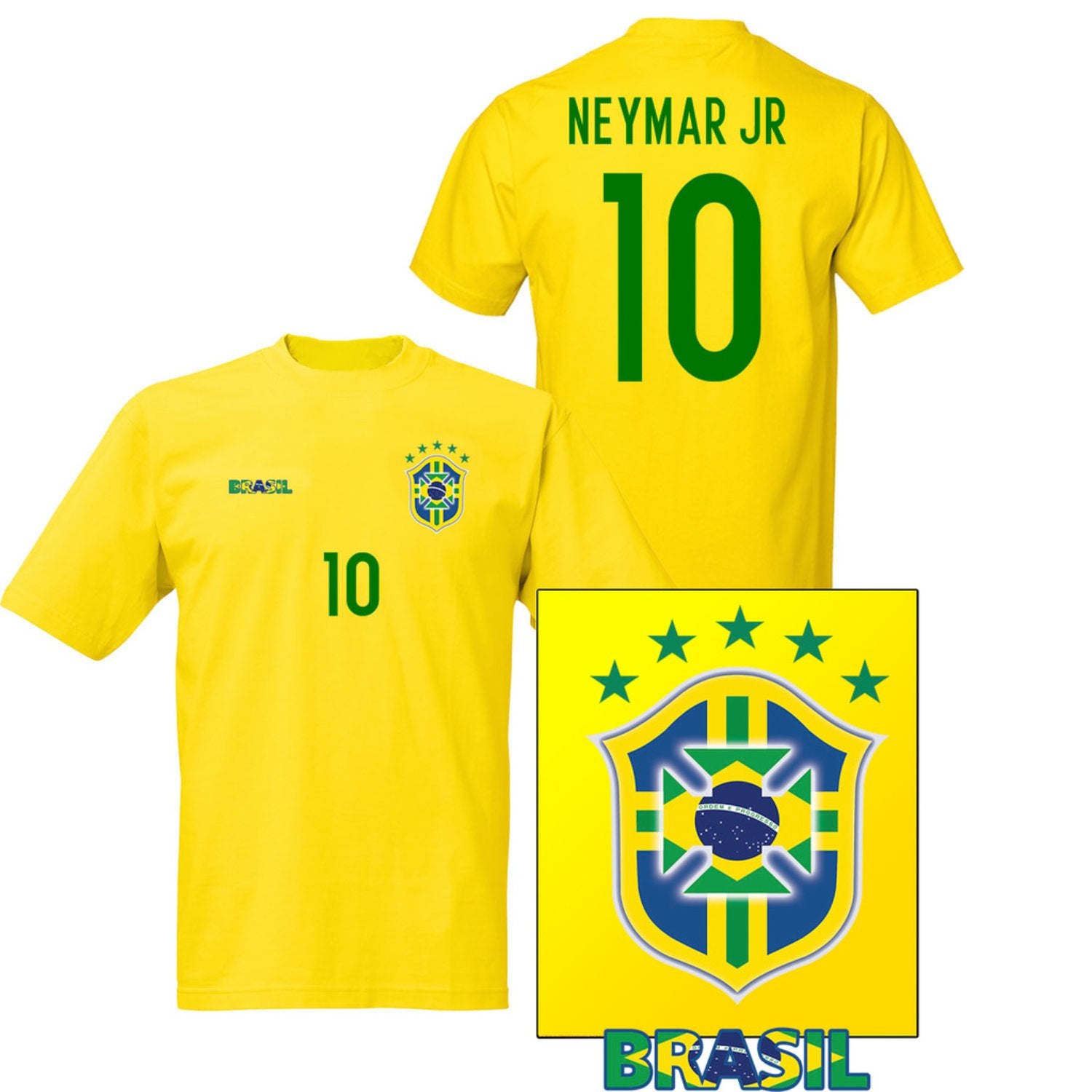 Brasilien stil fotbollströja med Neymar Jr 10 tryck - Highstreet.se