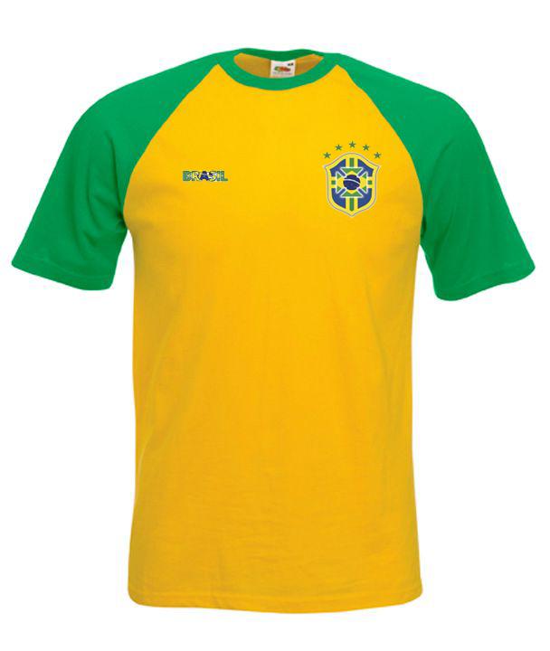 Brasilien stil Raglan fotboll t-shirt - Gul grön - Highstreet.se