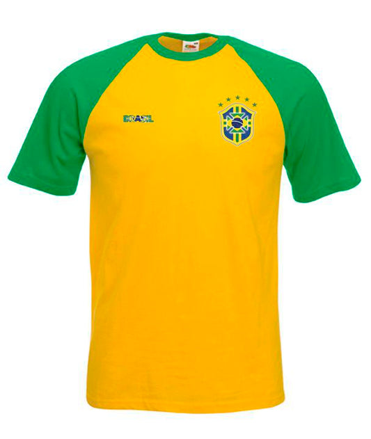 Brasilien stil Raglan fotboll t-shirt - Gul grön - Highstreet.se
