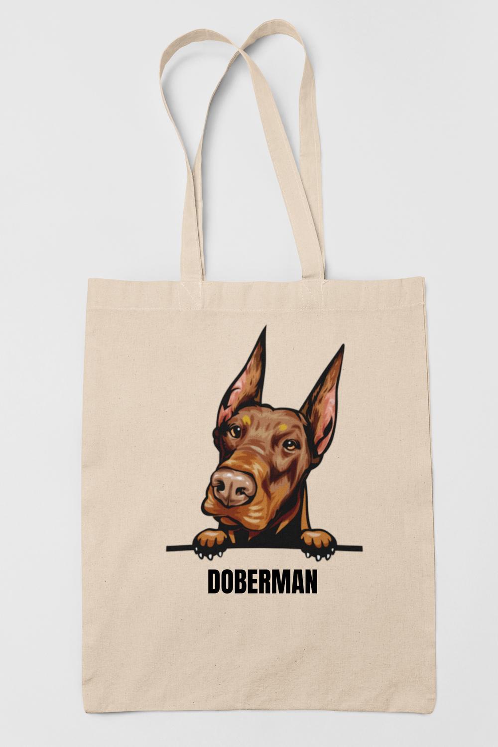 Doberman tygkasse hund shopping väska Tote bag