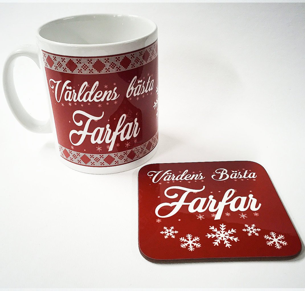 Farfar Mugg + Underlägg vinter paket : Världens bästa Farfar