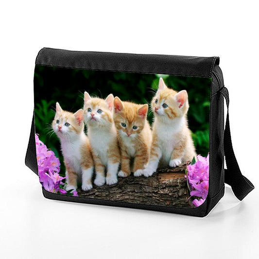 skolväska med katt bild messenger bag