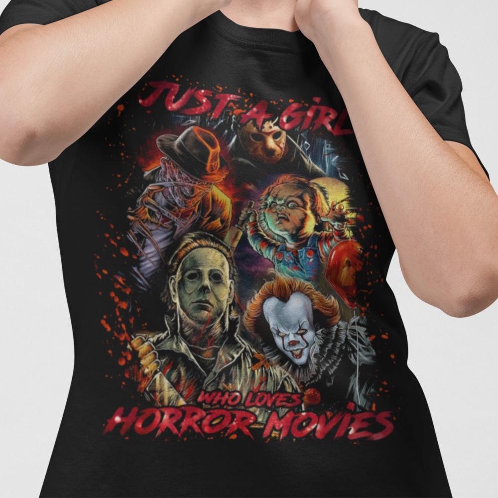 Horror film dam t-shirt - Just a girl that loves horror movies - Highstreet.se