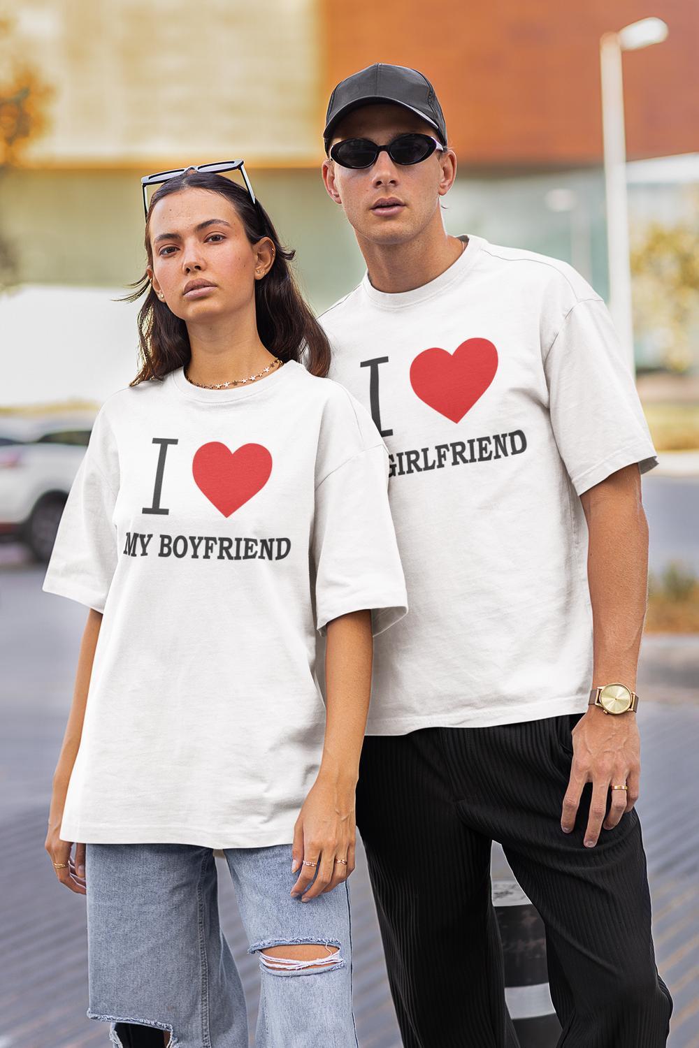 I love my boyfriend eller girlfriend t-shirt tryck unisex - Highstreet.se