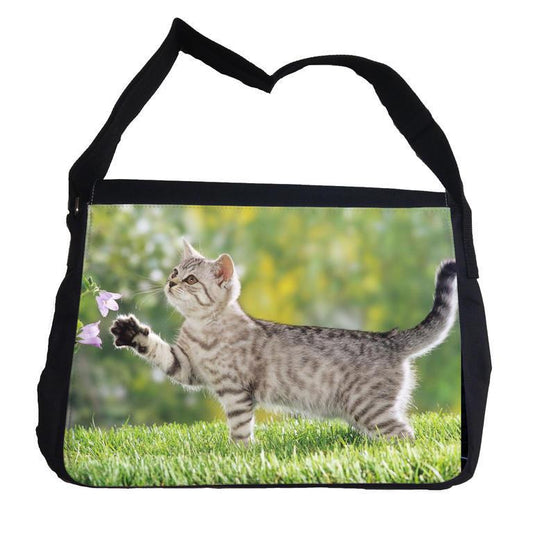 skolväska med katt tryck messenger bag