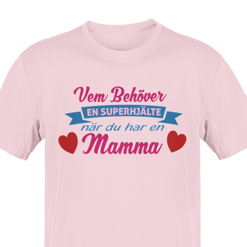 Mamma T-shirt Vem behover en Superhjälte Rosa t-shirt - Highstreet.se