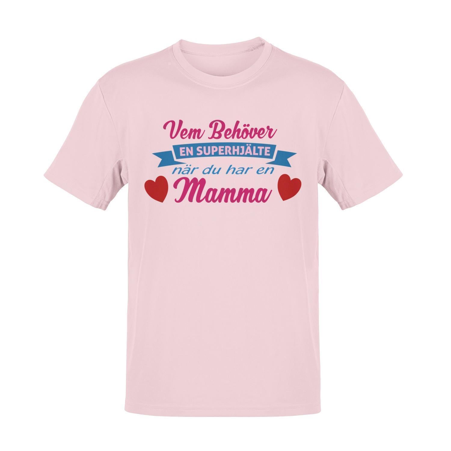 Mamma T-shirt Vem behover en Superhjälte Rosa t-shirt - Highstreet.se
