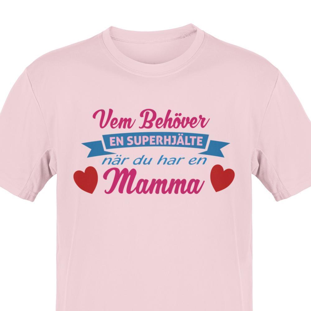 Mamma T-shirt Vem behover en Superhjälte Rosa t-shirt - Highstreet.se