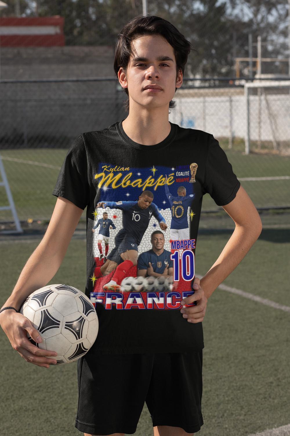 Mbappe Svart 10 t-shirt France stil VM