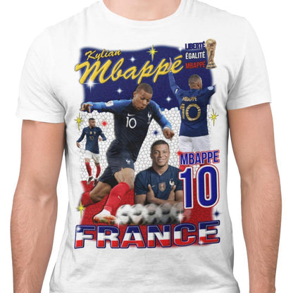 Mbappe Vit sportströja t-shirt France Tryck fram & bak