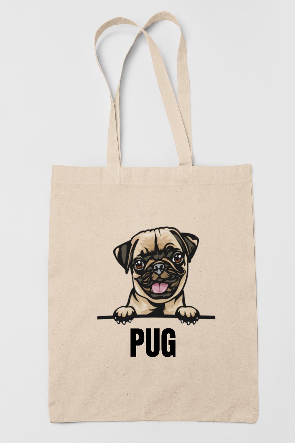 Mops Pug tygkasse hund shopping väska Tote bag