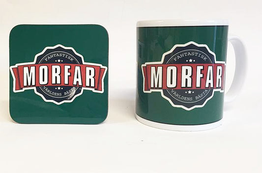 Mugg + Underlägg med vintage stil Morfar tryck
