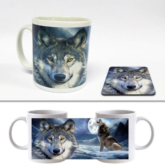 Mugg + Underlägg paket med tryck : Varg