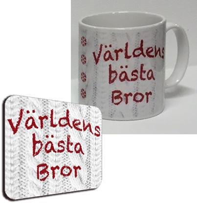 Mugg + Underlägg paket med tryck : Värdens bästa bror