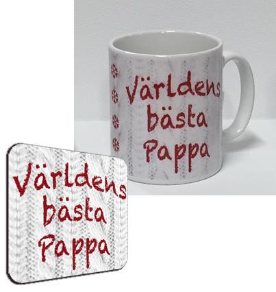 Mugg + Underlägg paket med tryck : Världens bästa Pappa