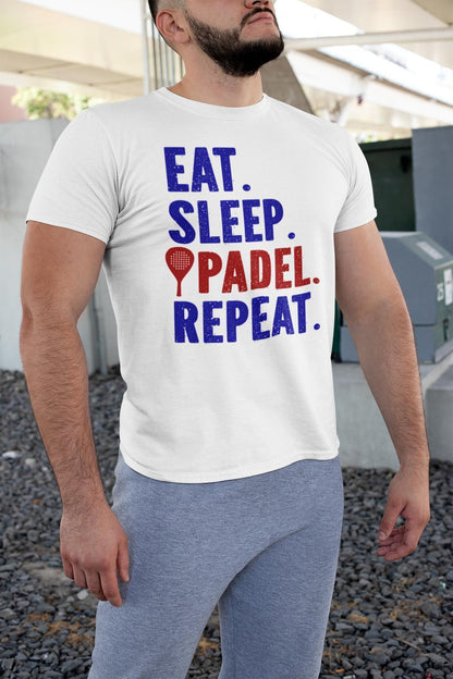 Padel sports t-shirt . Vit Eat Sleep Padel repeat sports tröja - Highstreet.se