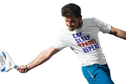 Padel sports t-shirt . Vit Eat Sleep Padel repeat sports tröja - Highstreet.se