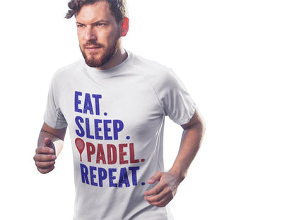 Padel sports t-shirt . Vit Eat Sleep Padel repeat sports tröja - Highstreet.se