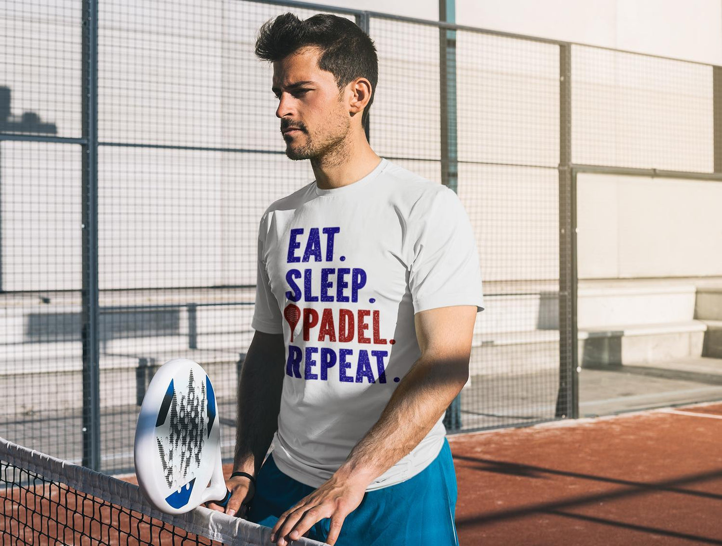 Padel sports t-shirt . Vit Eat Sleep Padel repeat sports tröja - Highstreet.se