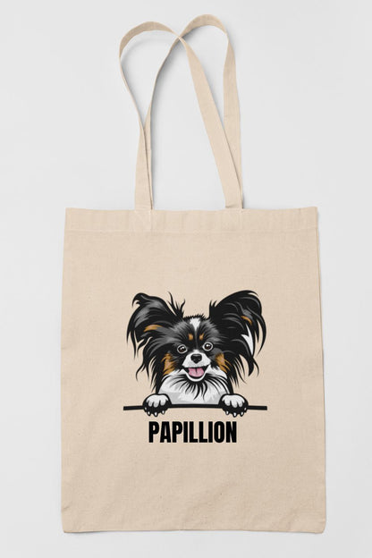 Papillion tote bag dog breed shopping bag