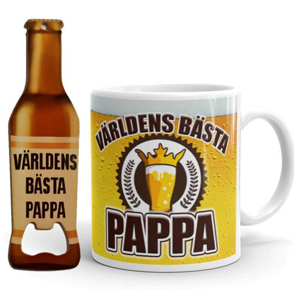 Pappa mugg & Flasköppnare med öl design - Världens Bästa Pappa